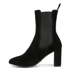 Black suede women's chelsea boot boots with chunky heel for stylish wear