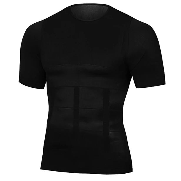 Men's black compression shirt, moisture-wicking performance wear