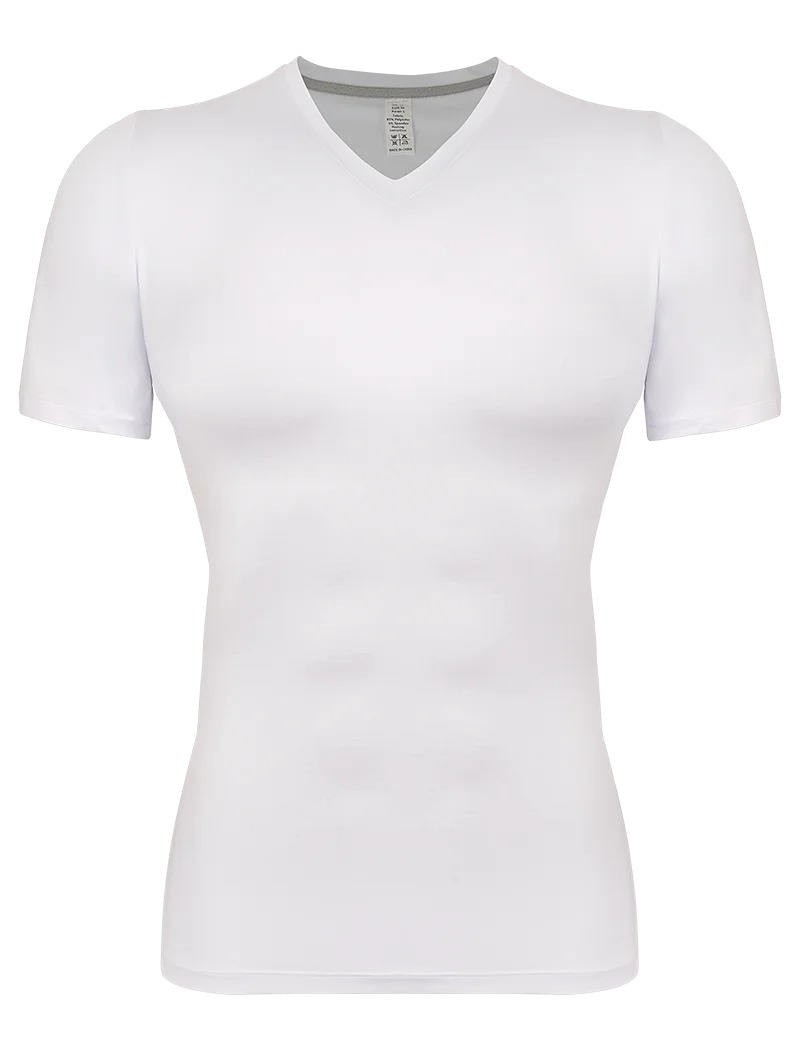 Men's white compression shirt, lightweight and moisture-wicking fabric