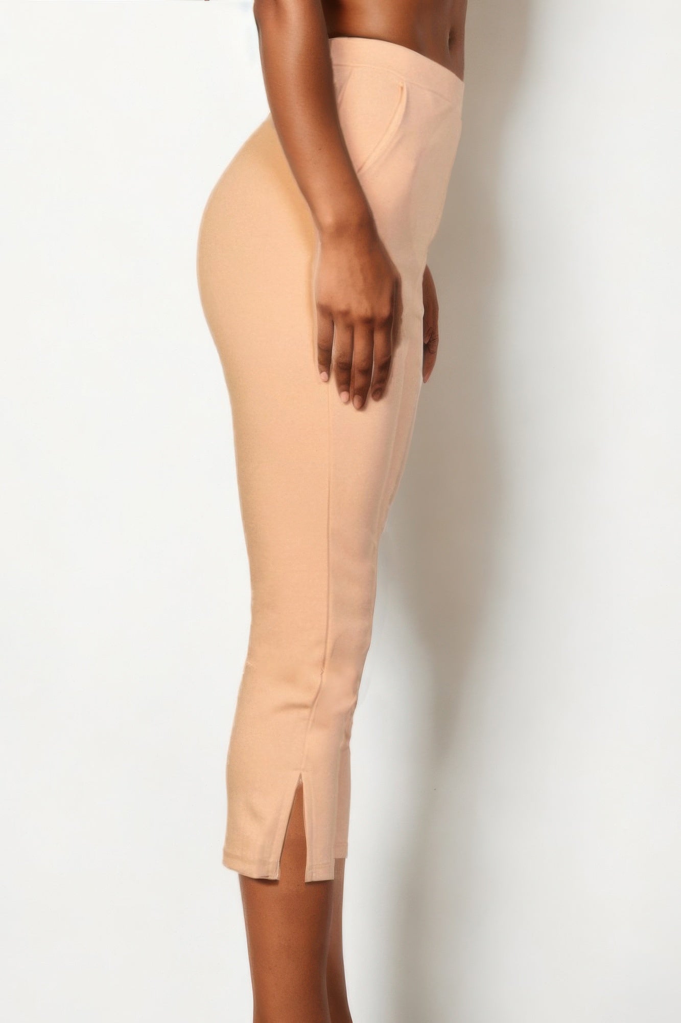 Women's peach cropped pants for women, stretchy material for casual wear