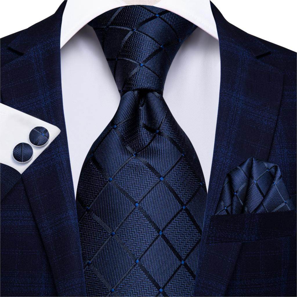 Navy blue designer wedding ties for men with a textured pattern, perfect for formal occasions