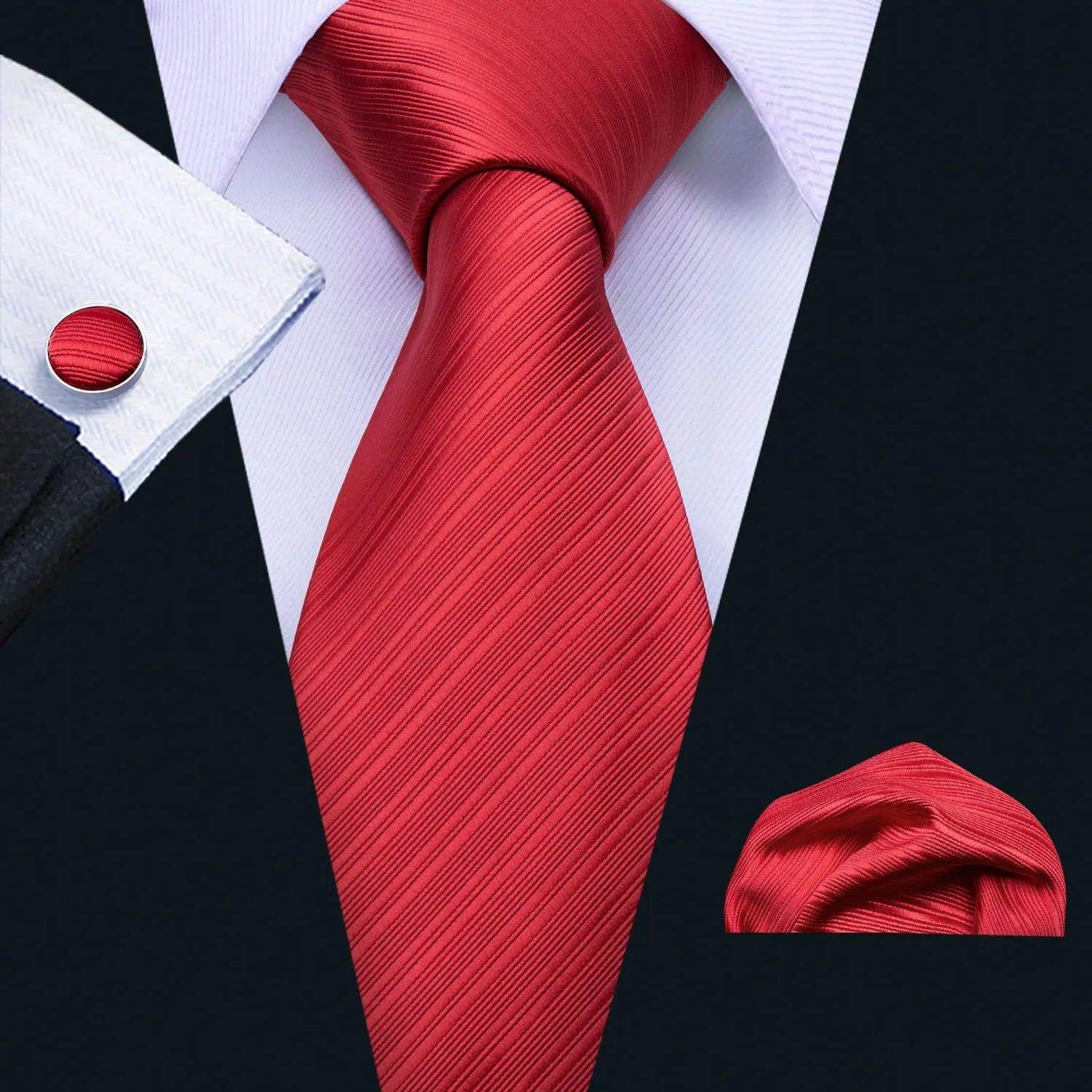 Fashion Red Tie Sets 8.5Cm Silk Jacquard Neckties Wedding - VacationGrabs