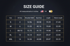 Size guide with item measurements from a seller, including US size, shoulder width, bust size, length, and sleeve length.