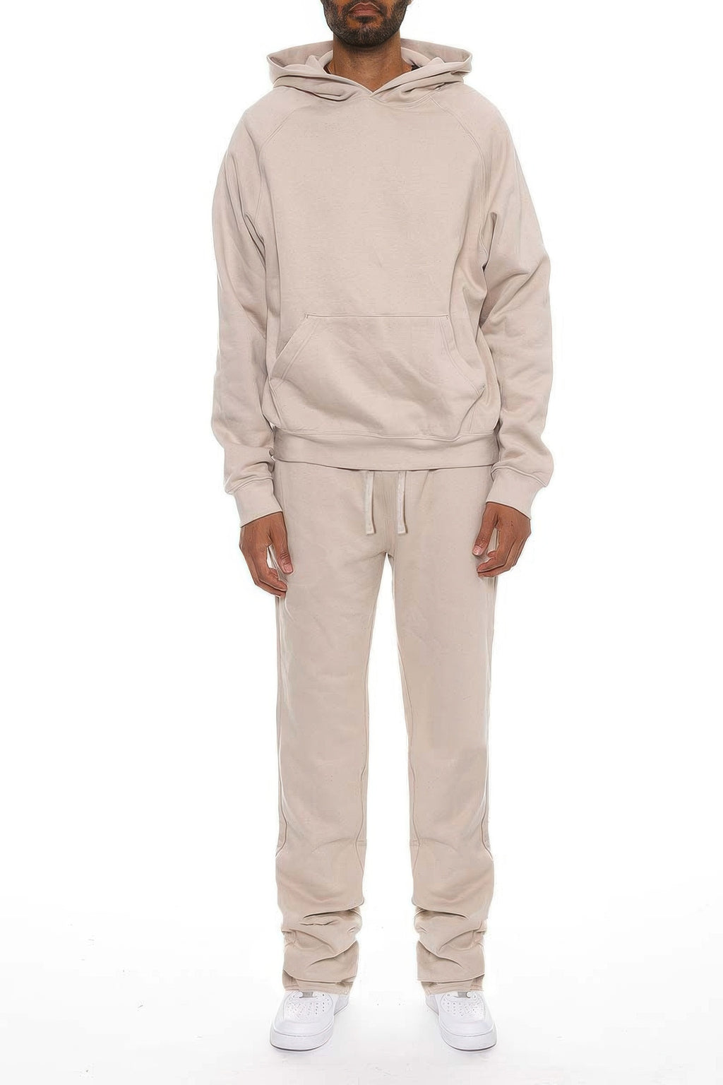 Men's beige flared track pants, comfortable cotton blend, casual wear