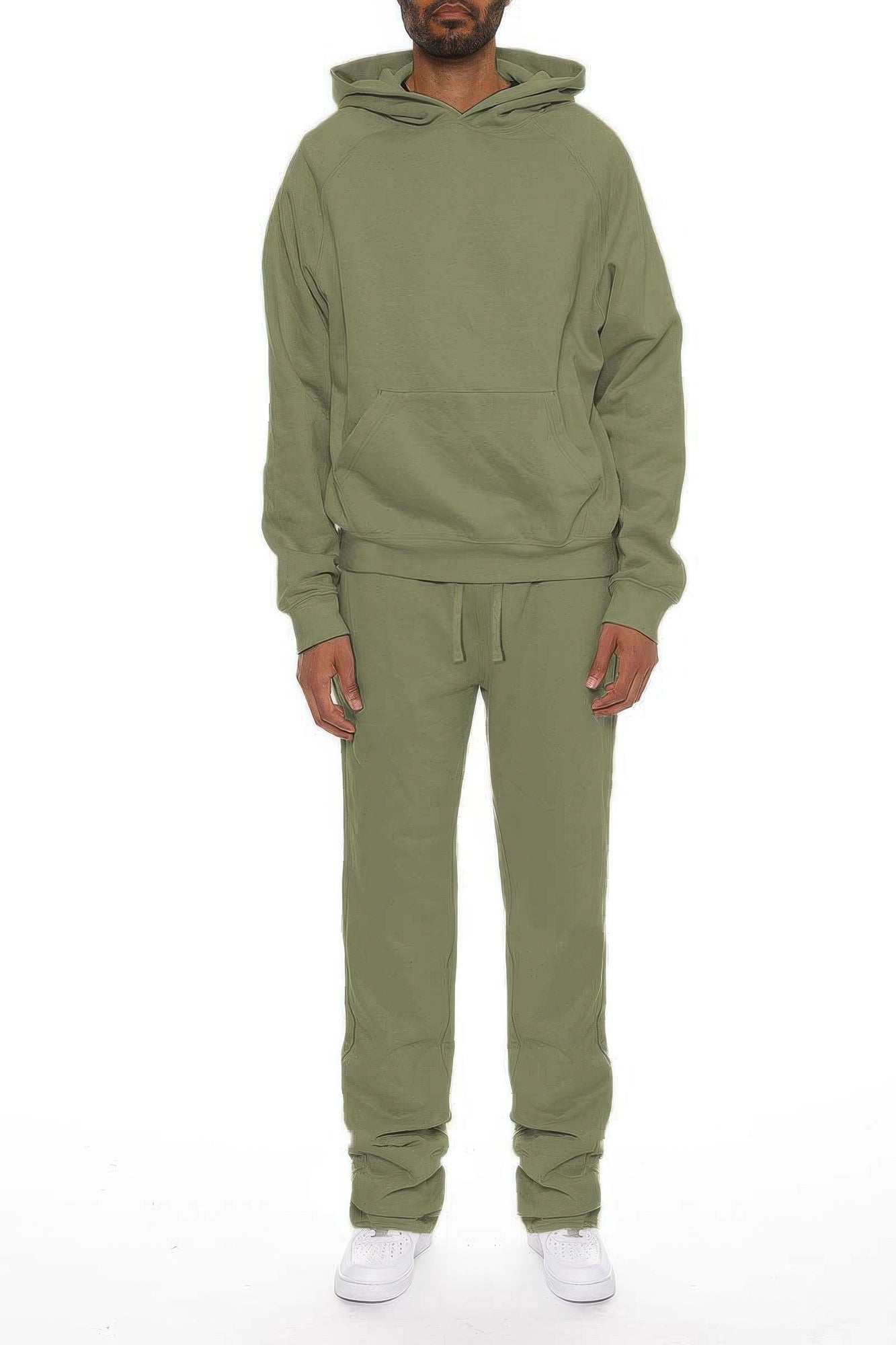 Men's olive green flared track pants for casual outings