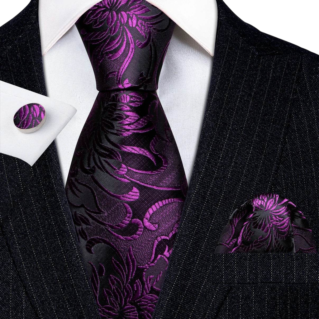 Floral Jacquard Silk Tie Set for Men