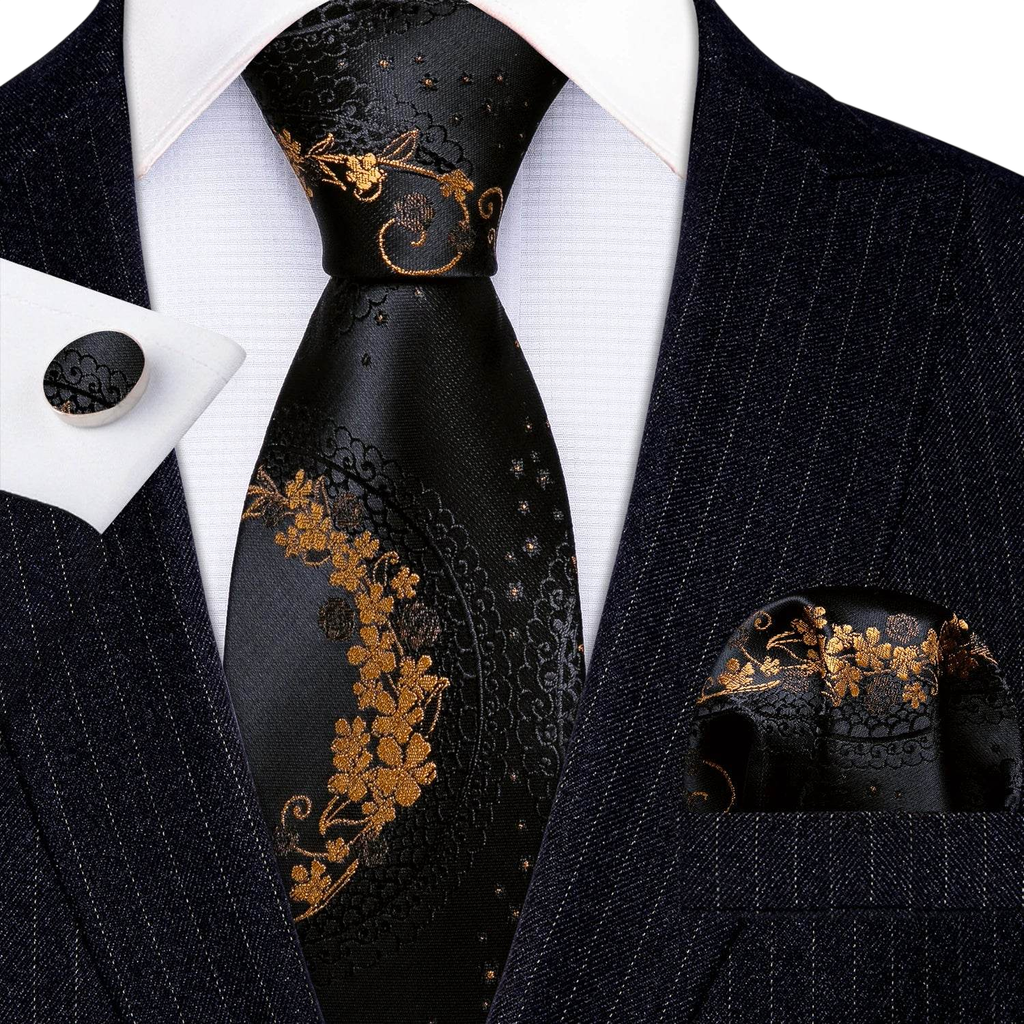 Floral Jacquard Silk Tie Set for Men