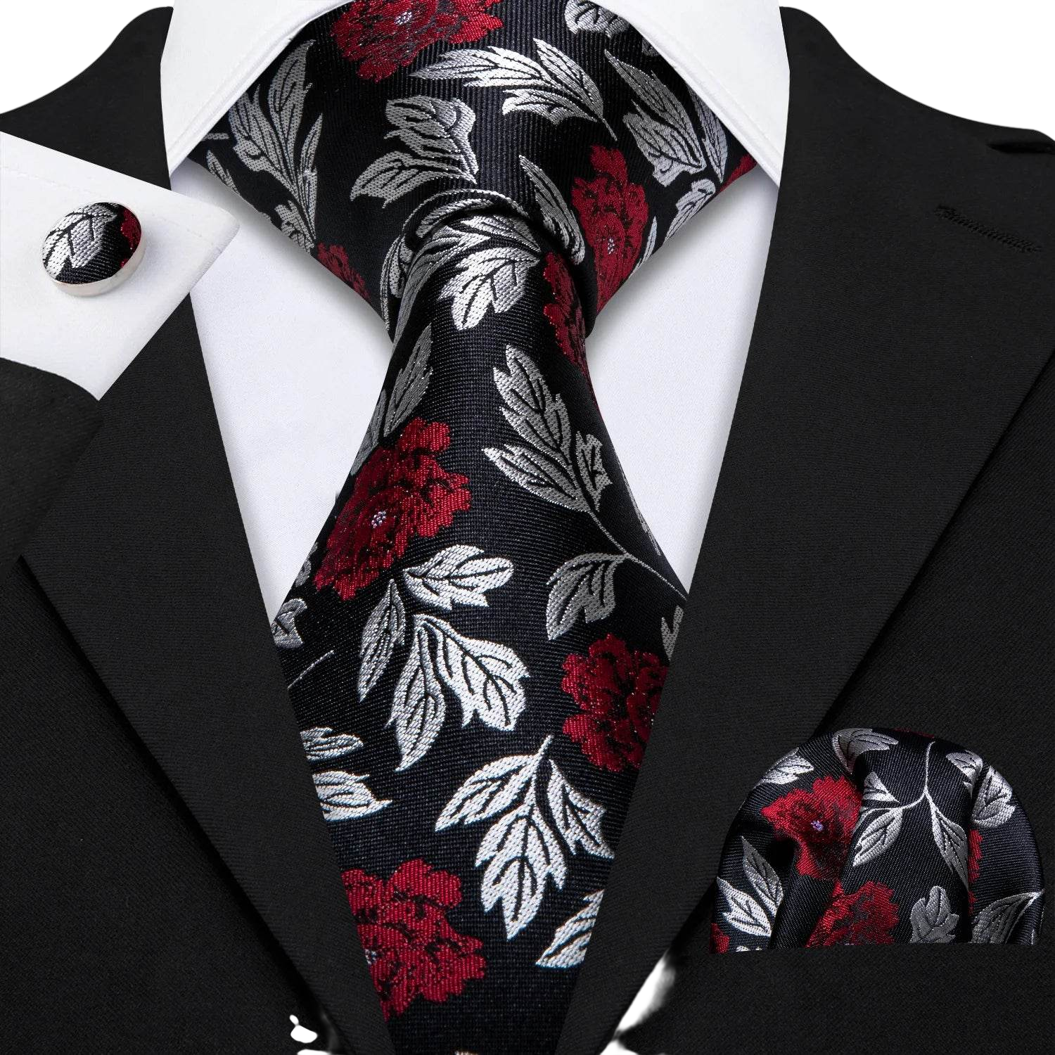 Floral Jacquard Silk Tie Set for Men