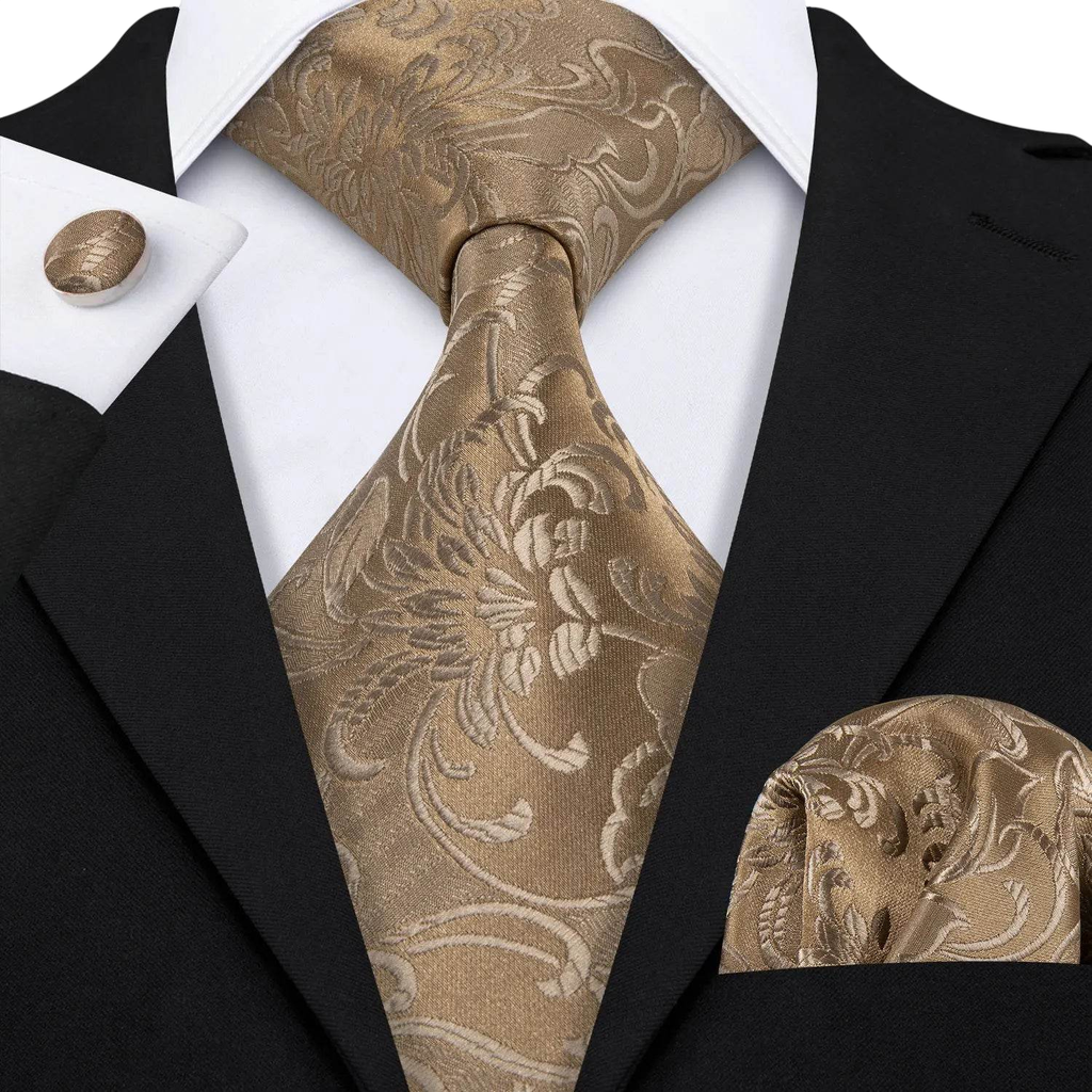 Floral Jacquard Silk Tie Set for Men