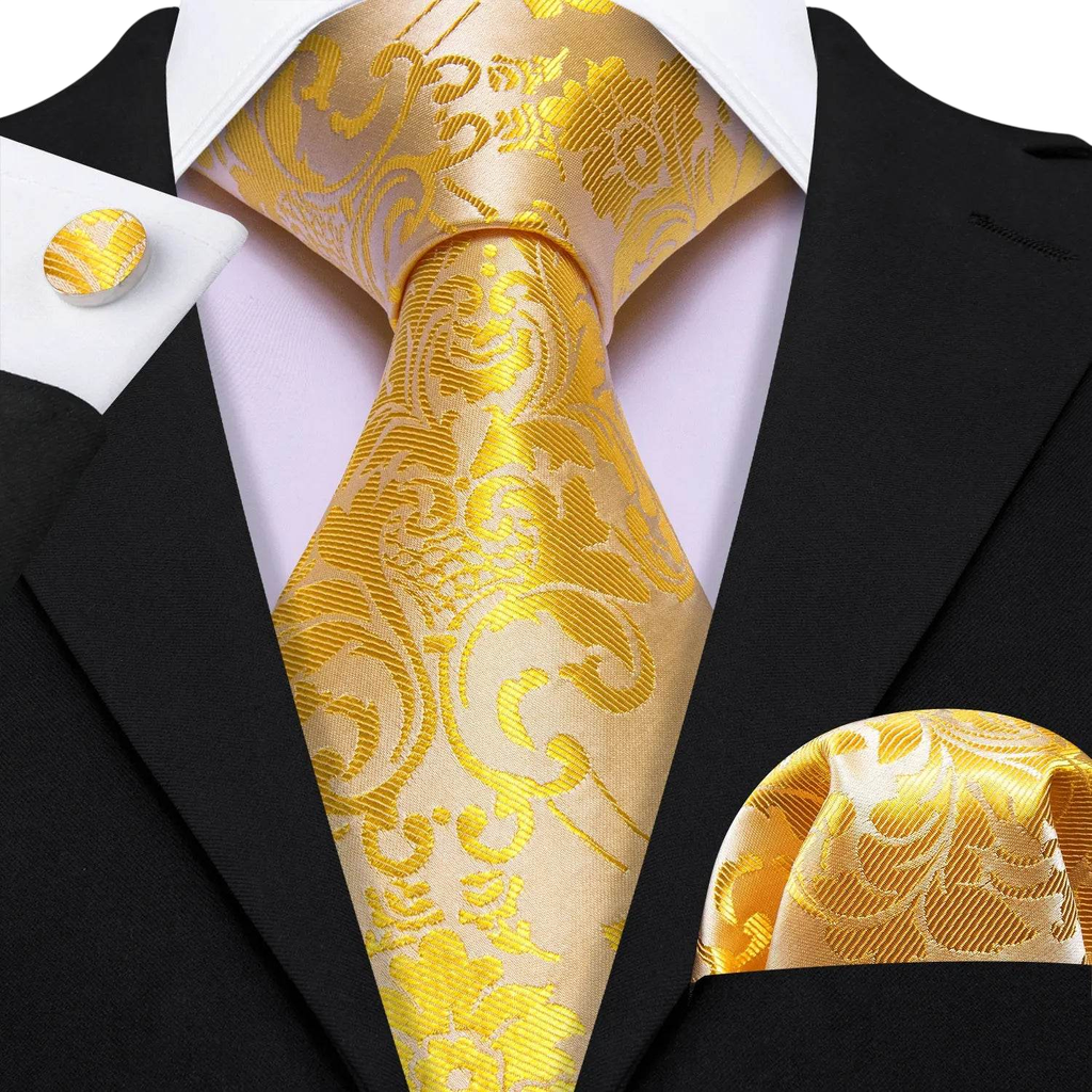 Floral Jacquard Silk Tie Set for Men