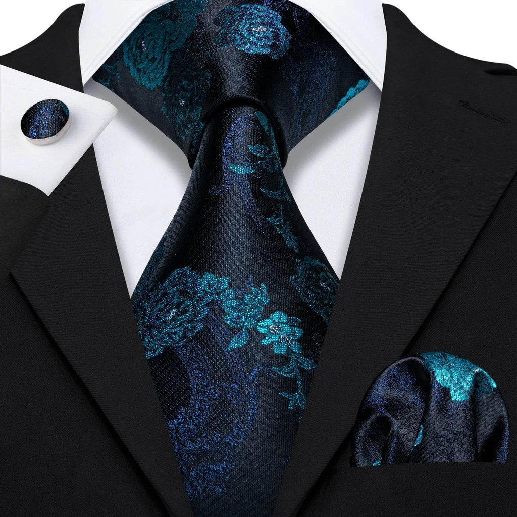 Floral Jacquard Silk Tie Set for Men