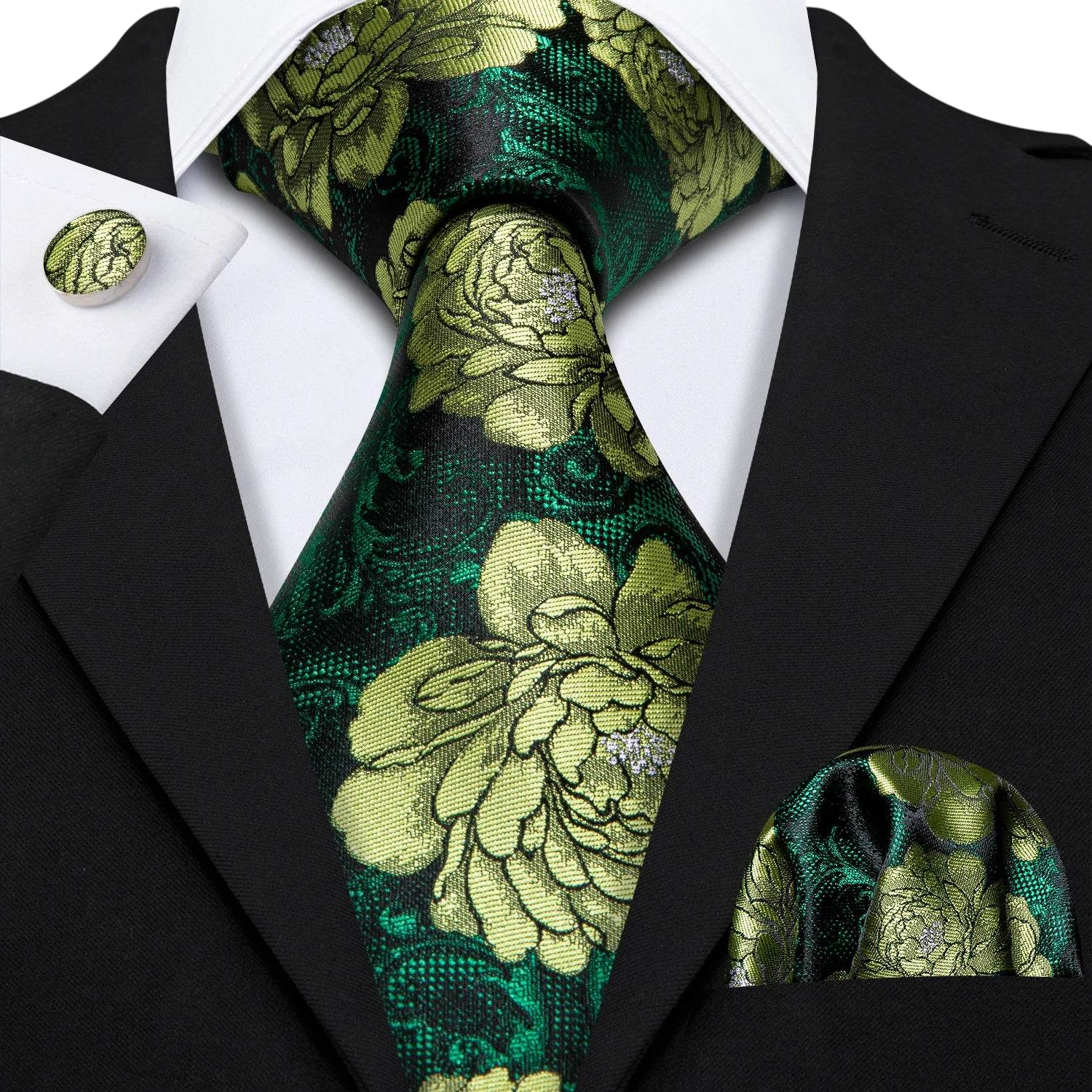 Floral Jacquard Silk Tie Set for Men