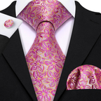 Floral Jacquard Silk Tie Set for Men