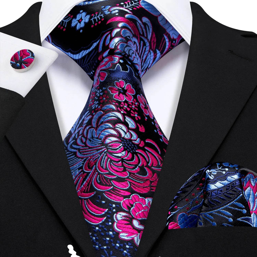 Floral Jacquard Silk Tie Set for Men