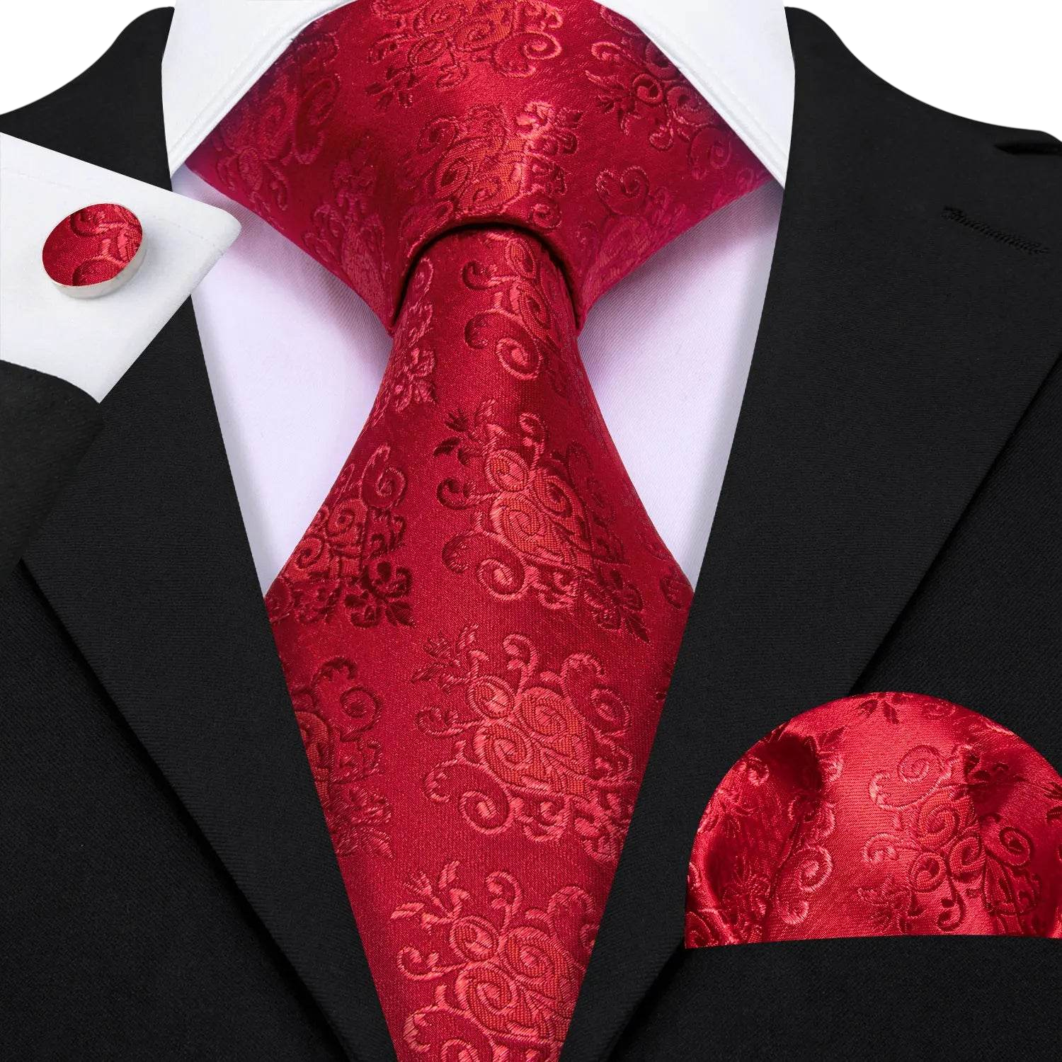 Floral Jacquard Silk Tie Set for Men