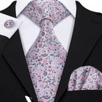 Floral Jacquard Silk Tie Set for Men