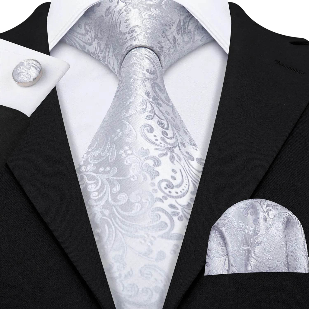 Floral Jacquard Silk Tie Set for Men