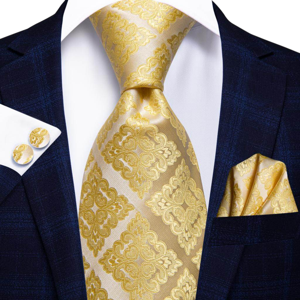 VacationGrabs Gold Paisley Formal Tie for Men