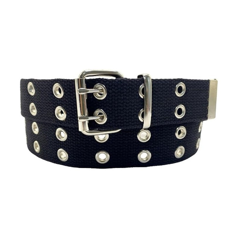 Double Grommet Canvas Punk Web Eyelet Belt – Unisex 1.5"
