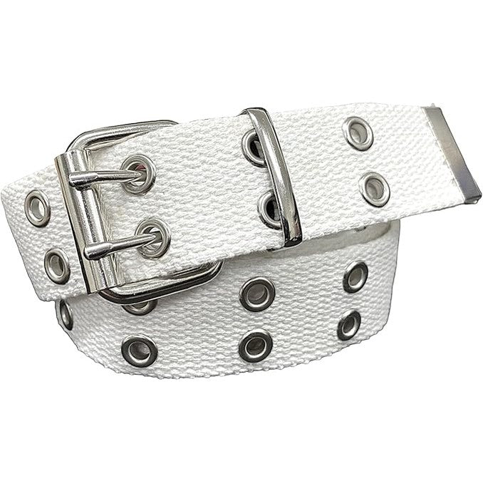 Double Grommet Canvas Punk Web Eyelet Belt – Unisex 1.5"