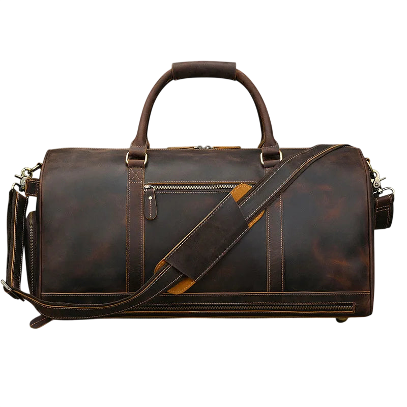Men's Luxury Leather Gym Bag for Travel Convenience