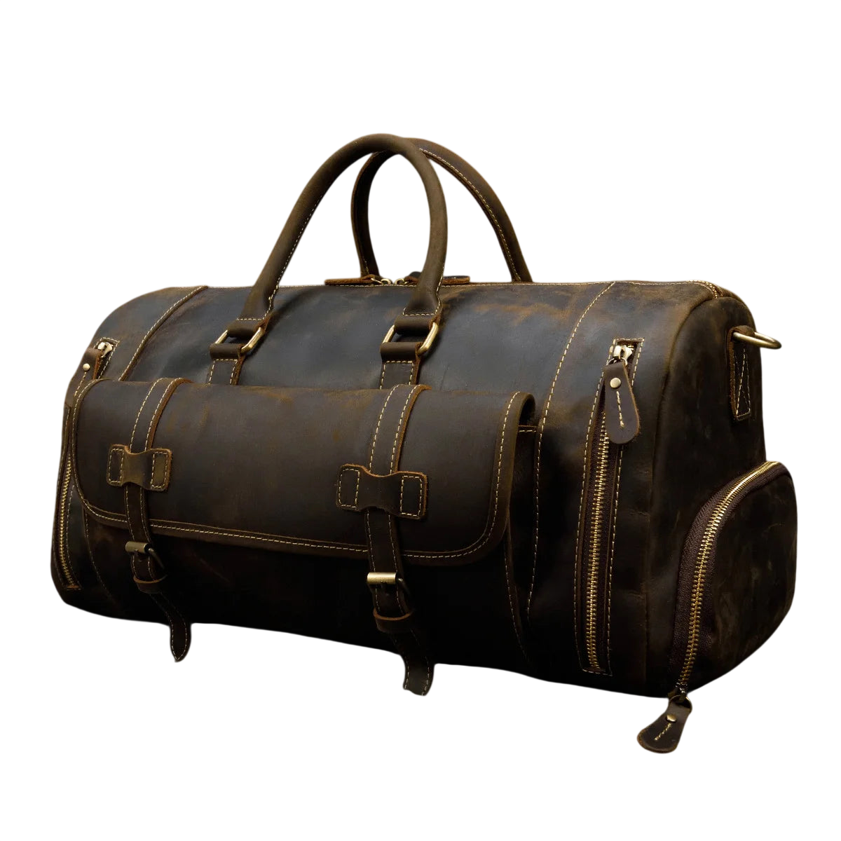 Men's Luxury Leather Gym Bag for Travel Convenience