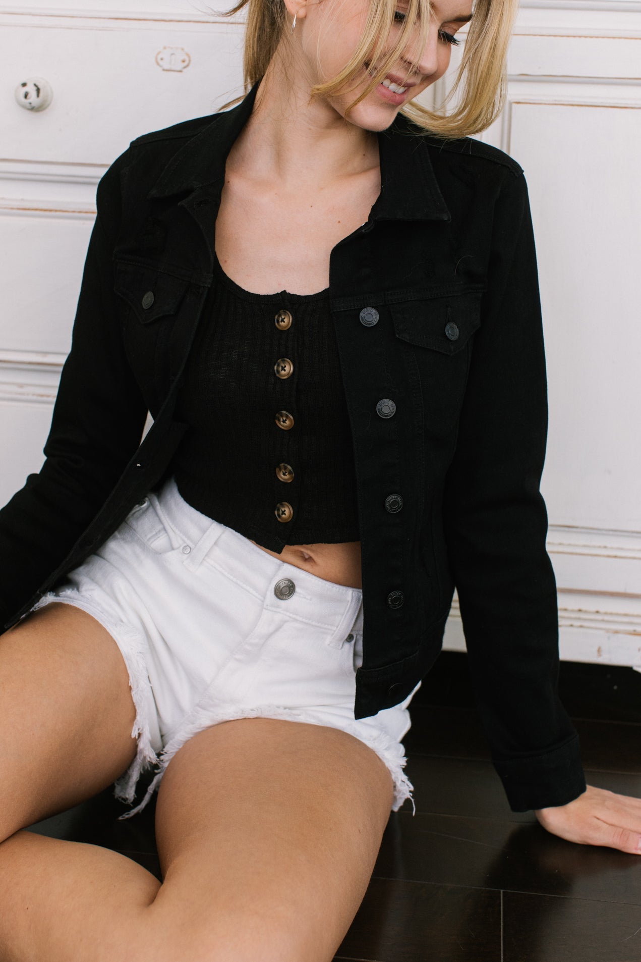 women's black denim jacket for casual outings