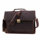 Vintage leather mens briefcase with a durable design and adjustable shoulder strap for professional use