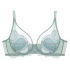 Mint lace bras with sheer fabric for elegant lingerie wear