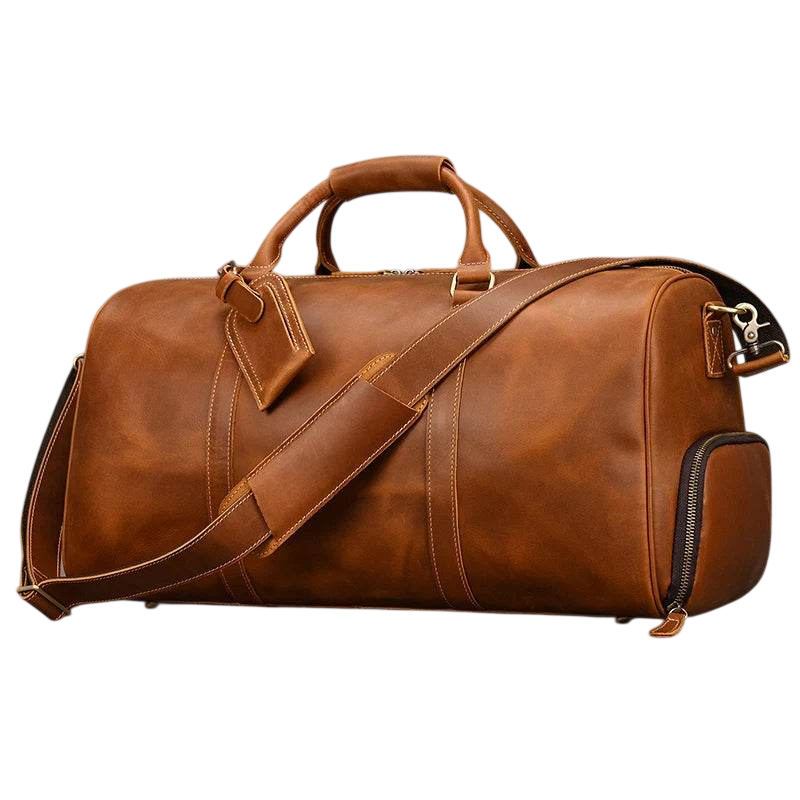 Large Capacity Men’s Genuine Leather Duffel for Travel