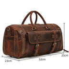 Large leather travel bag from VacationGrabs with multiple compartments and sturdy handles