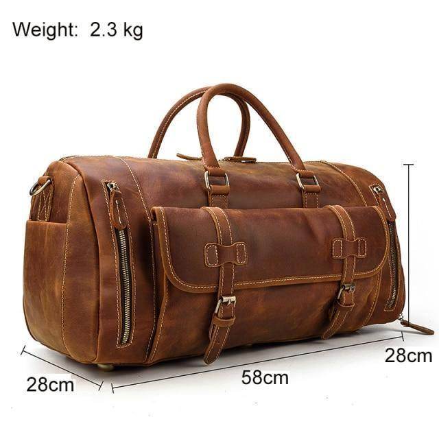 Large leather travel bag from VacationGrabs with spacious compartments and sturdy design for versatile travel