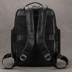 Black leather backpack, durable material for everyday use