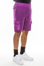 Men's purple lightweight running shorts made from breathable fabric