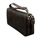 Luxury Double Zipper Leather Wallet for Men & Women with