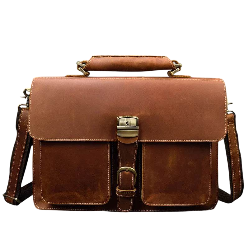 Luxury Genuine Leather Briefcase Laptop Bag Vintage Shoulder