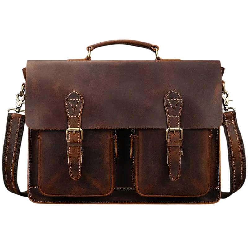 Luxury Genuine Leather Briefcase Laptop Bag Vintage Shoulder