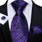 Men Necktie Teal Blue Paisley Designer Silk Wedding Tie - VacationGrabs