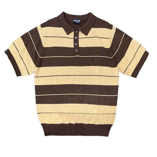 Mens 50's Charlie Brown Striped Shirts Short Sleeve Polo - VacationGrabs
