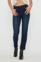women's mid rise jeans in dark wash for casual wear