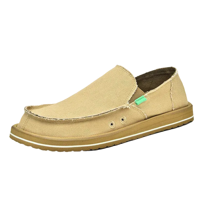 Mens comfortable shoes in tan canvas for casual outings