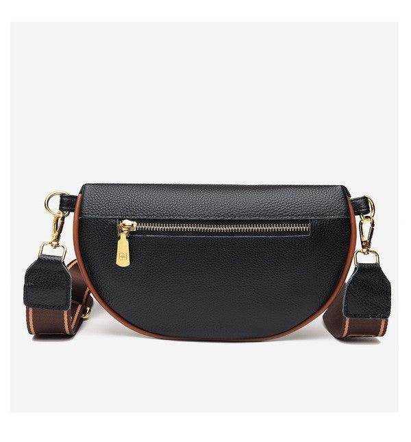 Myra Quilted Genuine Leather Crescent Sling Bag - VacationGrabs