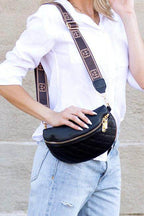 Myra Quilted Genuine Leather Crescent Sling Bag - VacationGrabs