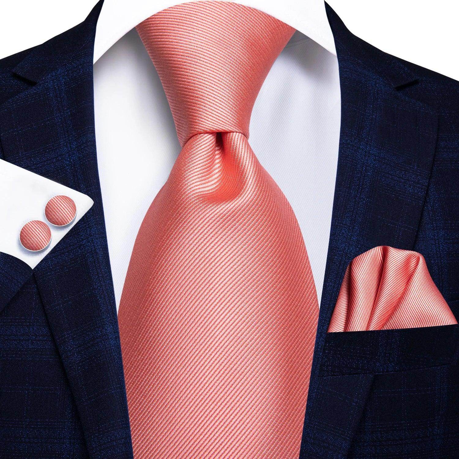 Pastel Solid Silk Wedding Ties Cufflink Set - VacationGrabs