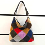 Multicolor suede hobo bag by VacationGrabs, perfect for women on the go