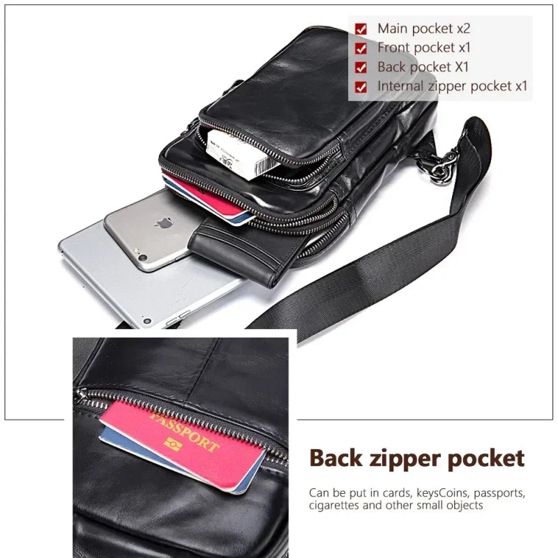 Quality leather lightweight backpack with multiple pockets for travel essentials