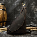 Brown leather sling bag for casual outings with quality leather protection