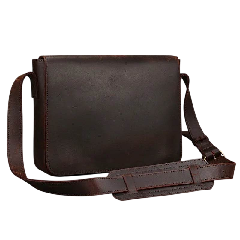 Retro Genuine Leather Laptop Shoulder Bag Business Messenger