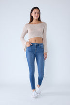 Women's blue skinny pants jeans, stylish fit for casual wear