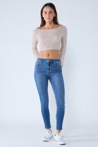 Women's blue skinny pants jeans for casual wear and comfort